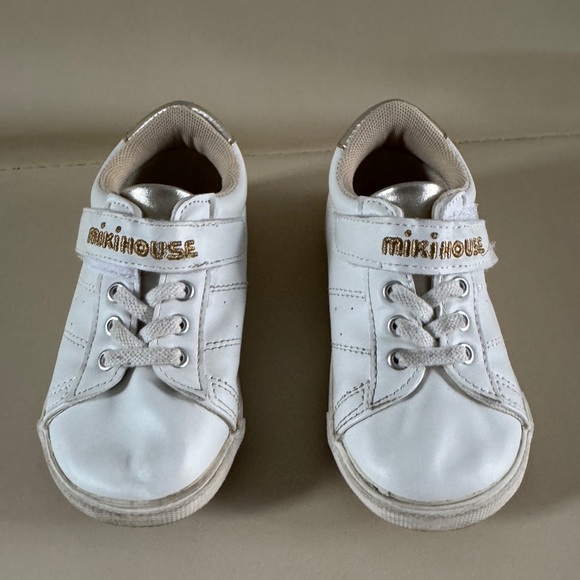 Miki House White & Gold Toddler Sneakers - Picture 3 of 12